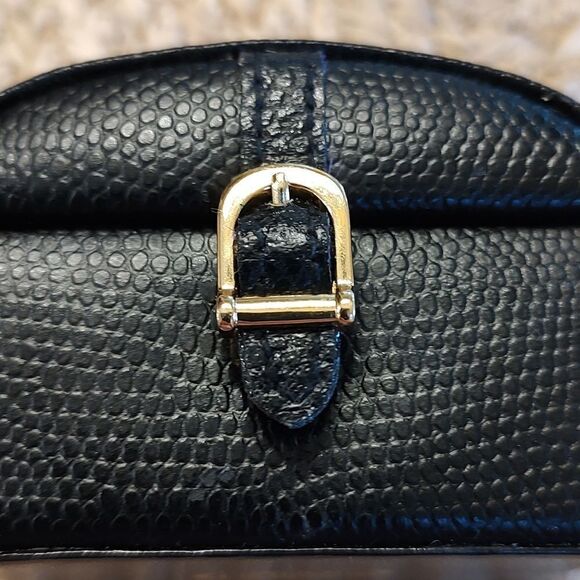 Wolf Designs Black Pebbled Leather Mini Travel Jewelry Box Case - Picture 5 of 8